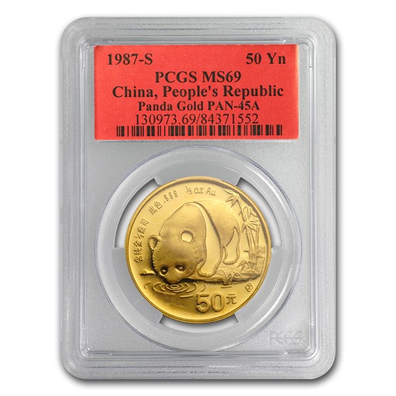 1987-S China 1/2 oz Gold Panda MS-69 PCGS 1987-S China 1/2 oz Gold Panda MS-69 PCGS